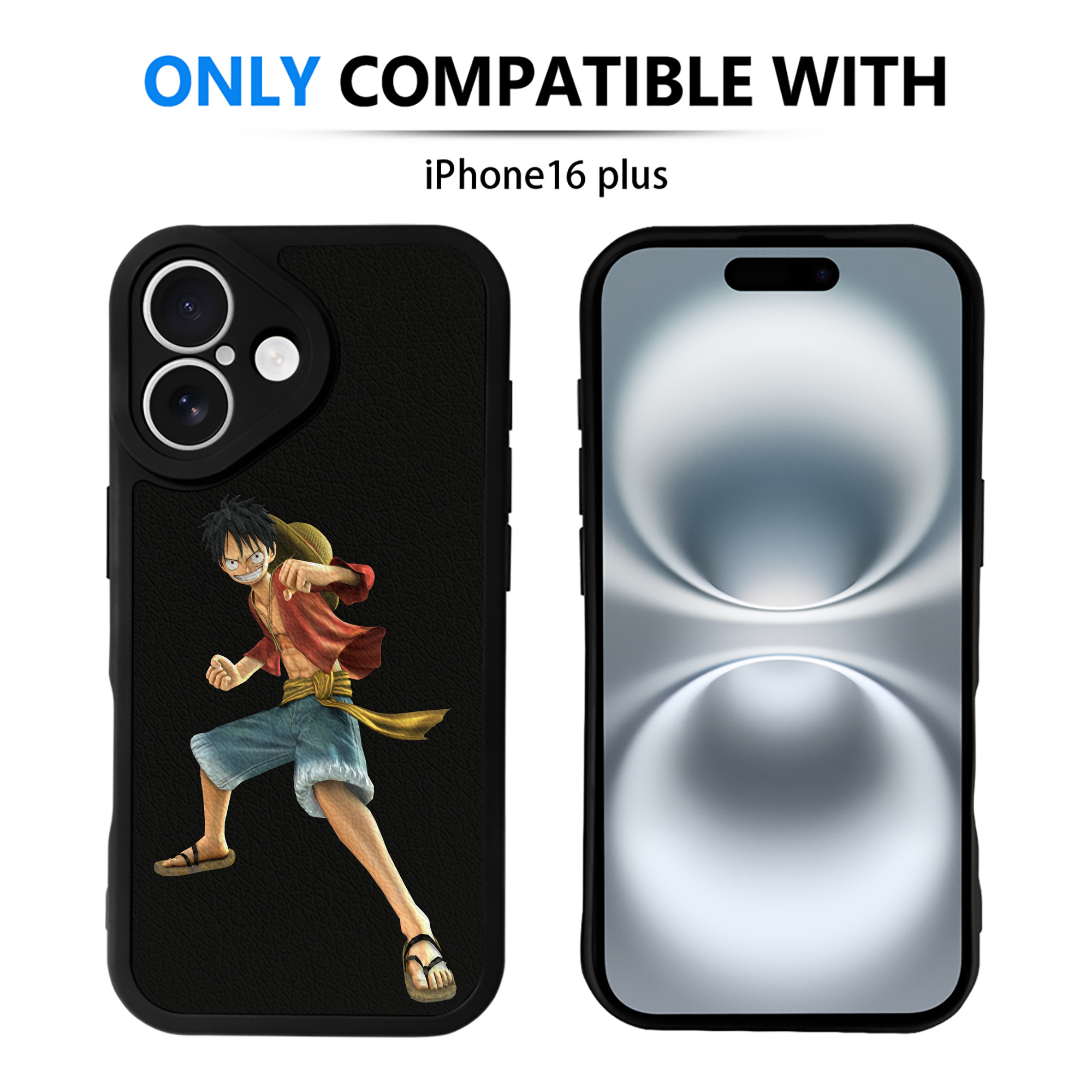 （画像用） ワンピース モンキー・D・ルフィ ONE PIECE Monkey D. Luffy 【iPhone 16シリーズ対応】シリコンスマホケース（レザー調） 材質：シリコン